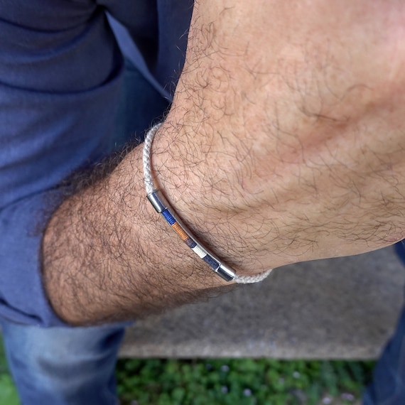 Bracelet Perles Bleu Ajustable à Nœuds Coulissants - Style Bohème Fait Main - Neuf Avec étiquettes