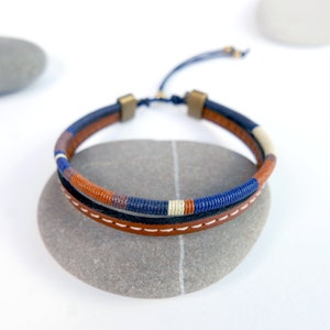 Gift for men leather bracelet, Woven bracelet boho mens jewelry mens bracelet for boyfriend gift mens birthday gift for him Fathers day gift image 8