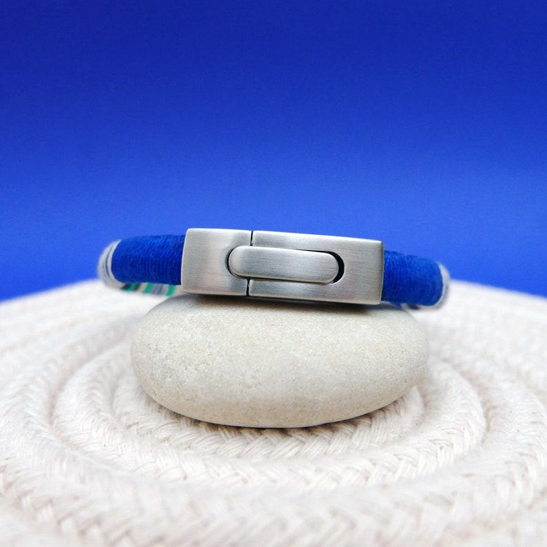 Elegant bracelet for new dad gift colorful mens jewelry Mens cuff bracelet 2 years anniversary gift for men Mens bracelet nautical blue
