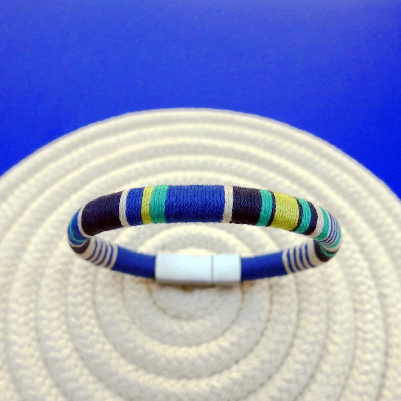 Elegant bracelet for new dad gift colorful mens jewelry Mens cuff bracelet 2 years anniversary gift for men Mens bracelet nautical blue