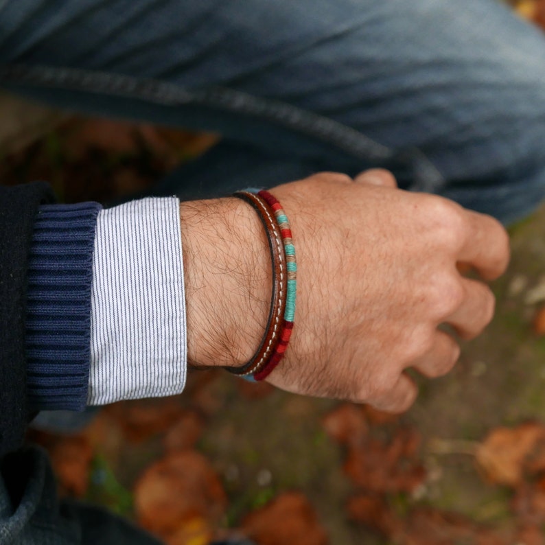 Men's Bracelet Gift For Him, Bohemian Bracelet Mens Jewelry, Multicolor Braided Bracelet For Men's Gift, Boyfriend Gift Valentine Gift image 1