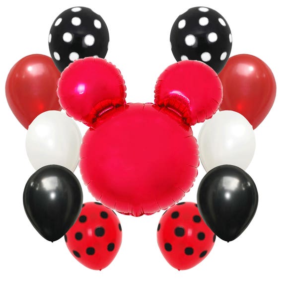 Red Black Polka Dots Kids Happy Birthday Party Mickey Mouse Etsy