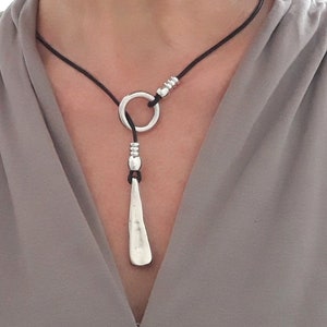 Silver Rings Choker for women, Lariat necklace, Boho, Slide Choker, Everyday jewelry, Pretty gift for her, Unisex choker, mother&#39;s day gift