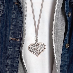 Silver heart necklace for women, Women gift, Girlfriend gift, Long Heart pendant, Love present for mom, Heart Necklace, Mother&#39;s day gift