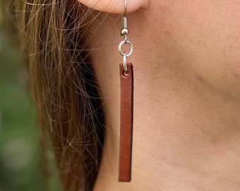 Leather drop Earrings, Leather earrings, Boho earrings, Leather jewelry for women, Jewelry for her Handmade Earrings, Minimalist style