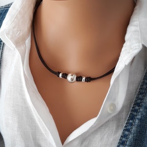 Collana girocollo in pelle per donna, gioielli con gocce d&#39;argento, girocollo vistoso, Boho, stilista, regalo per donna, collana girocollo per festival