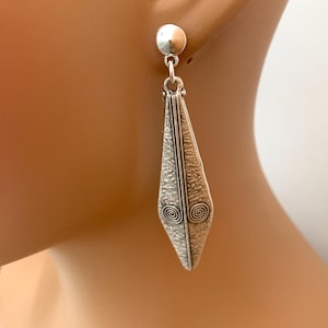 Silver large earrings, Women&#39;s earrings, Ethnic earrings, Statement earrings, Silver earrings for her, Mother&#39;s day gift idea