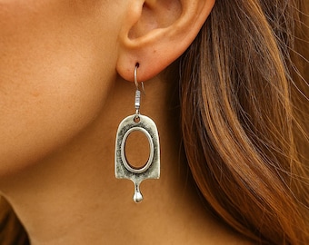 Ethnic earrings. Antique silver dangling earrings. Boho style. Gift for her. Women's jewelry. Everyday unusual earrings