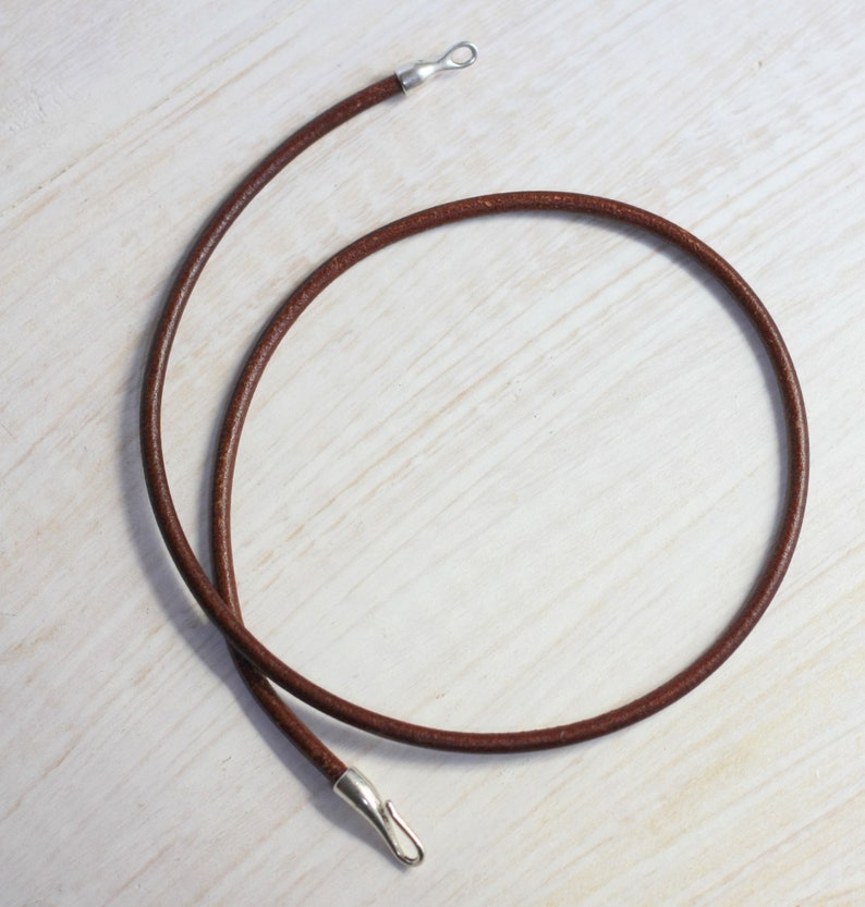 3 Mm Brown / Black Leather Cord Necklace With a Silver Clasp Etsy