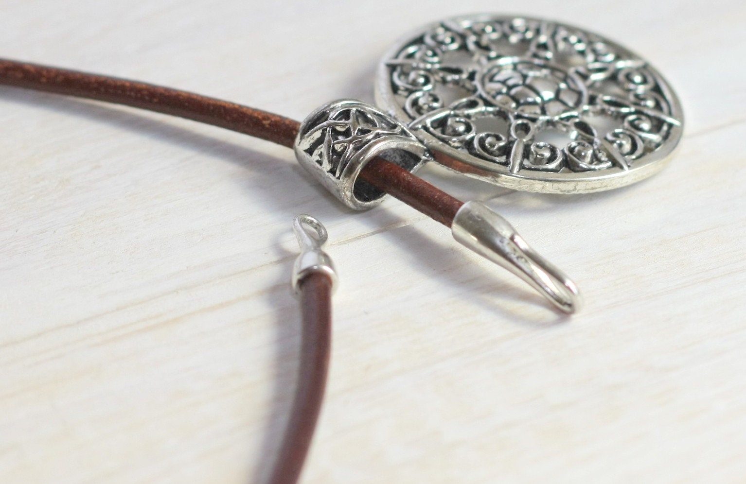 Collier Cuir Marron 3 Mm Avec Fermoir Argent Sterling 925 – Unisexe, Fait Main, CMJ London