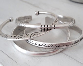 Silver bracelet for women, Ethnic Jewelry, Bohemian, Silver Open cuff Stacked Bracelet, bridesmaid gifts, Women's bracelet, Gift for her