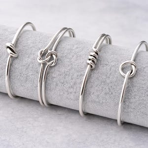 Silver knot bracelet, Silver Open Cuff Bracelet, Bridesmaids gift, Bohemian,  Stacked Bracelets, friendship knot, Best Friend Gift Jewelry
