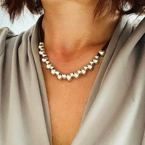 Gioielli con perline d&#39;argento, collana in pelle per donna, collana in pelle con pettorina Boho, regalo per la festa della mamma, gioielli Boho, girocollo in pelle alla moda