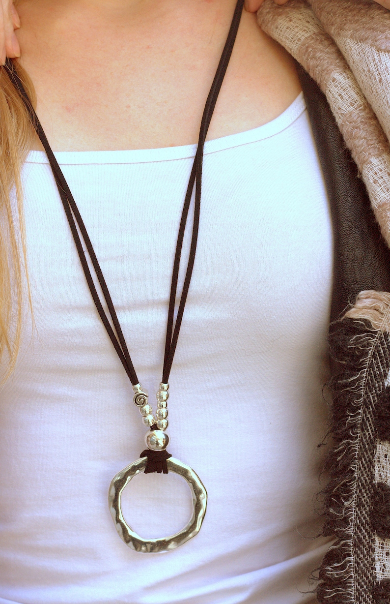 Large Circle Necklace Eyeglass Necklace Loop Silver Circle Etsy