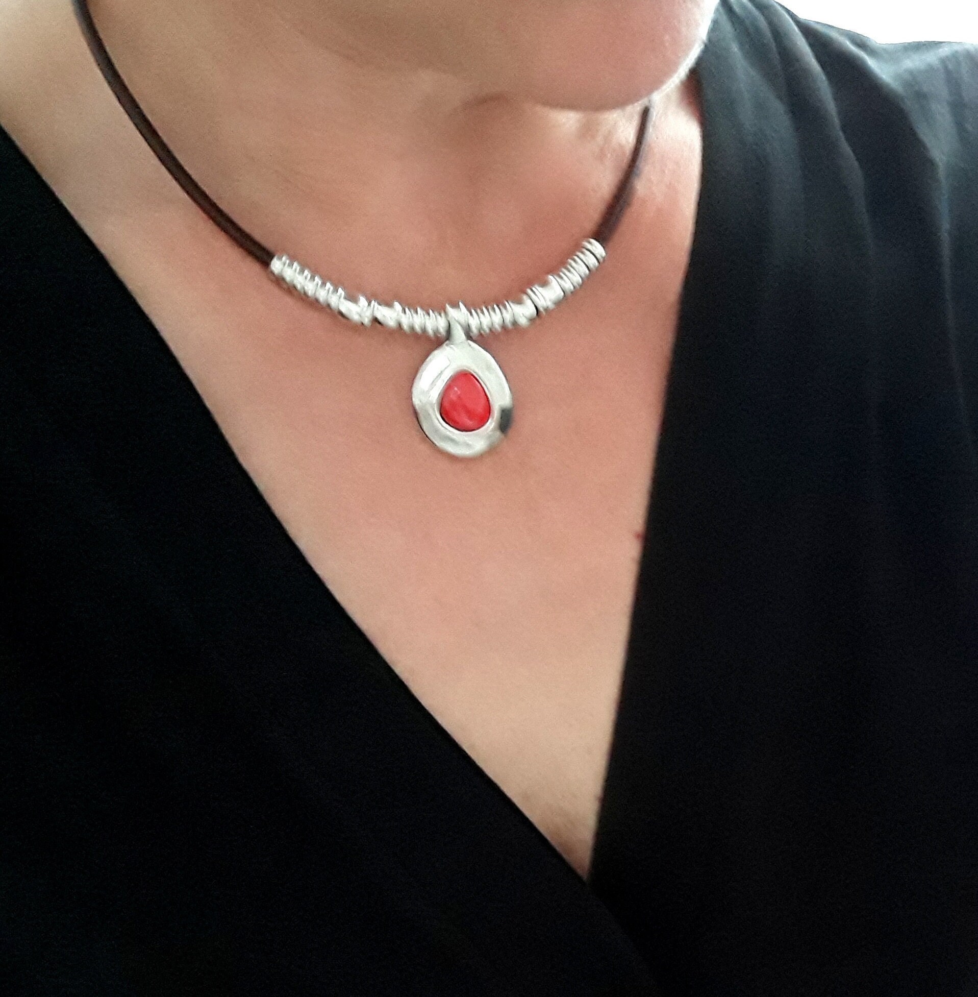 Dainty red Crystal necklaces for Women Ruby red pendant Etsy