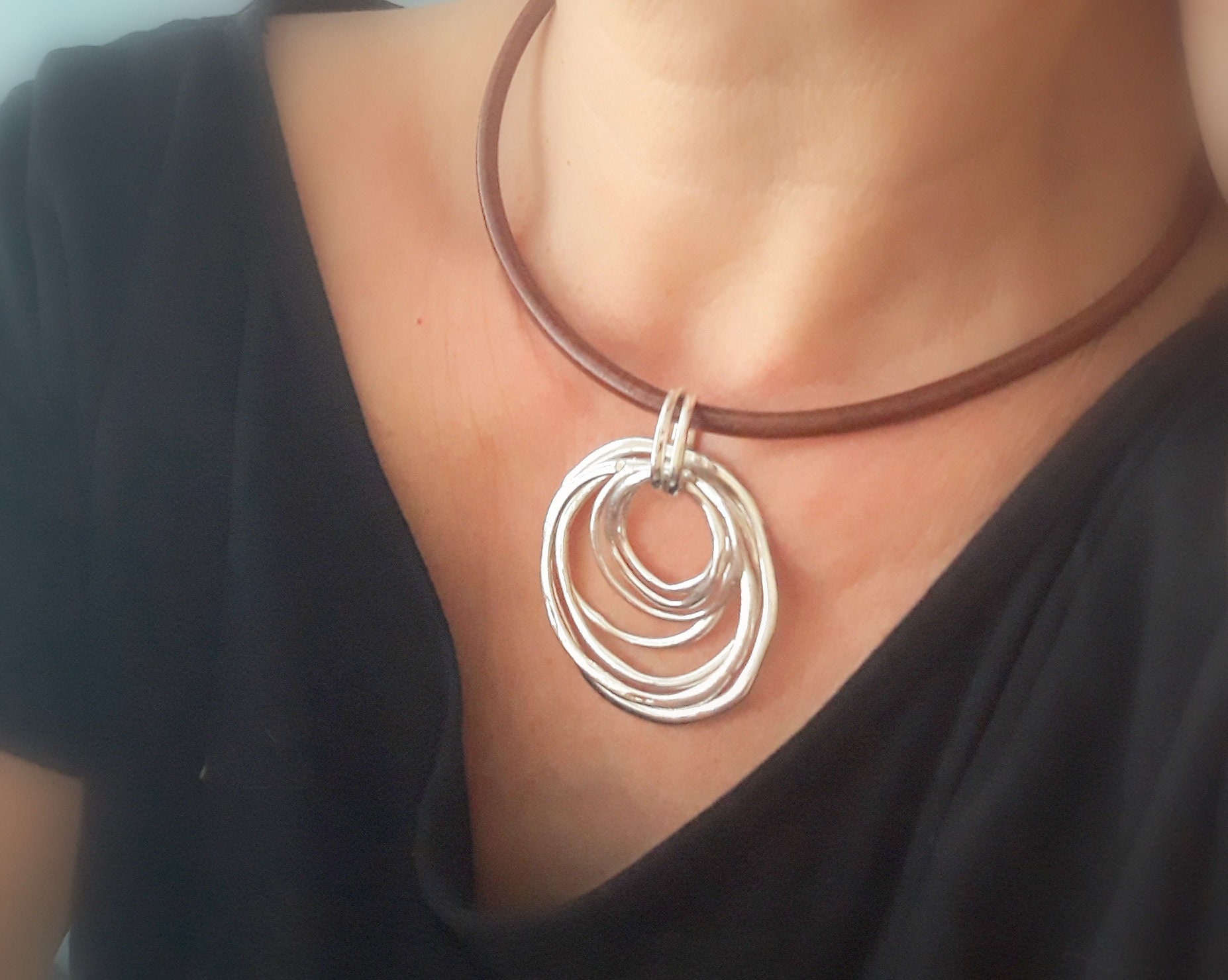 Collier Cuir Marron 3mm Avec Fermoir Argent 925 - Homme/Femme - CMJ London - Neuf