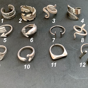 Adjustable Boho Ring, Wrap Statement Ring, Silver stackable Rings, Gift for Her, snake ring, Dolphin Ring, sea ring, set of 2 Rings