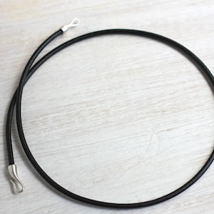 3 mm black leather cord choker necklace with a silver clasp - men&#39;s/women&#39;s - 12&quot;/13&quot;/14&quot;/15&quot;/16&quot;/17&quot;/18&quot;/19&quot;/20&quot;/21&quot;/22&quot;/23&#39;/24&quot; inches