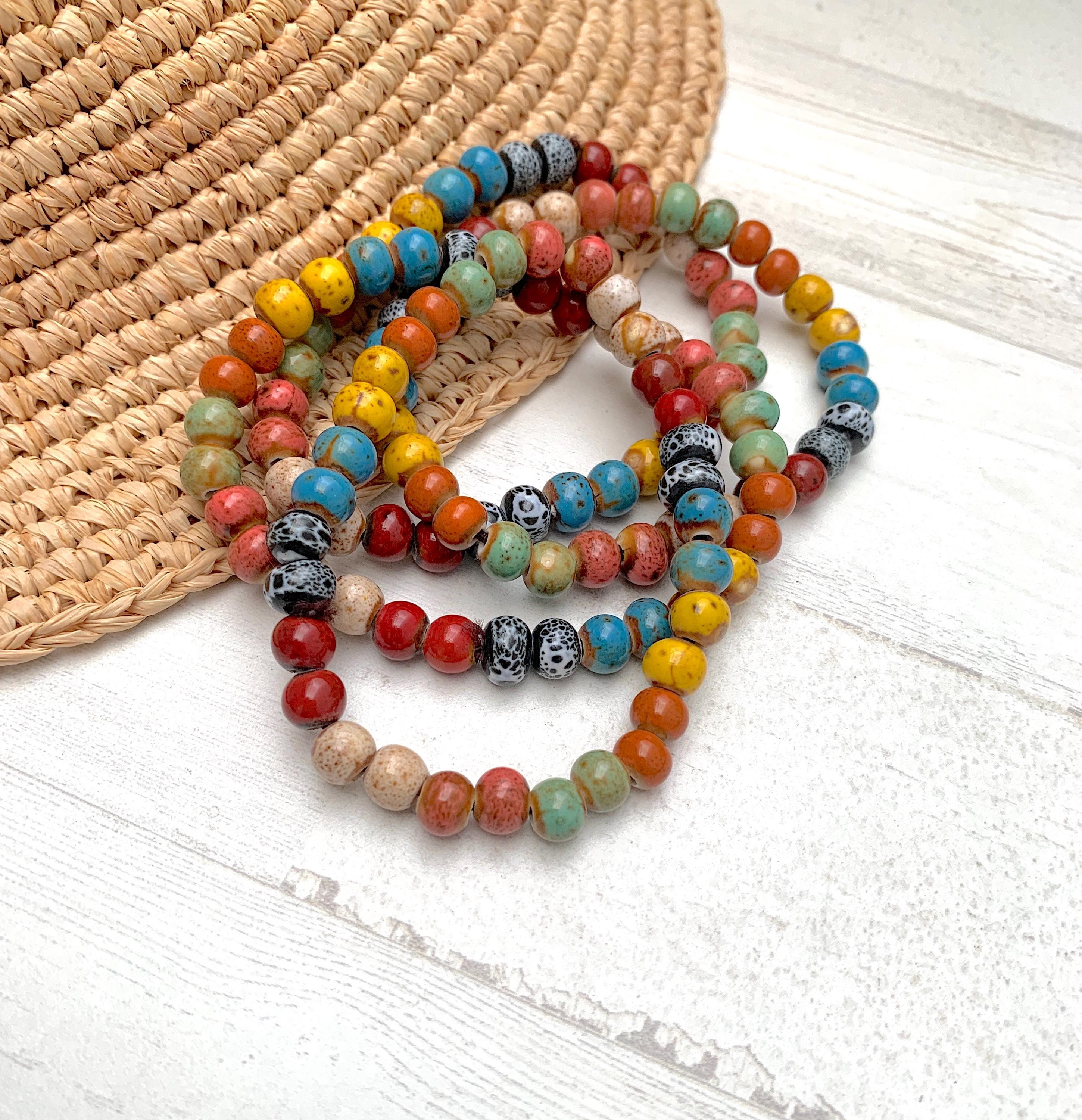 Bracciale etnico rosso con perle in ceramica - Gioielli - Bracciali... | su