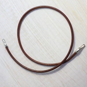 3 mm bruin/zwart leren koordketting met zilveren sluiting - heren/dames - 12"/13"/14"/15"/16"/17"/18"/19"/20"/21"/22"/ 23'/24"/25"