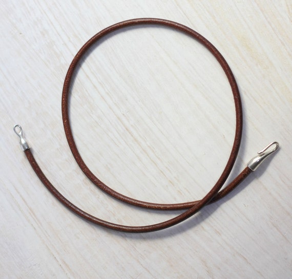 3 Mm BLACK / BROWN Leather Cord Necklace With a Silver Clasp Men's/women's  Choker 12/13/14/15/16/17/18/19/20/21/22/23'/24 