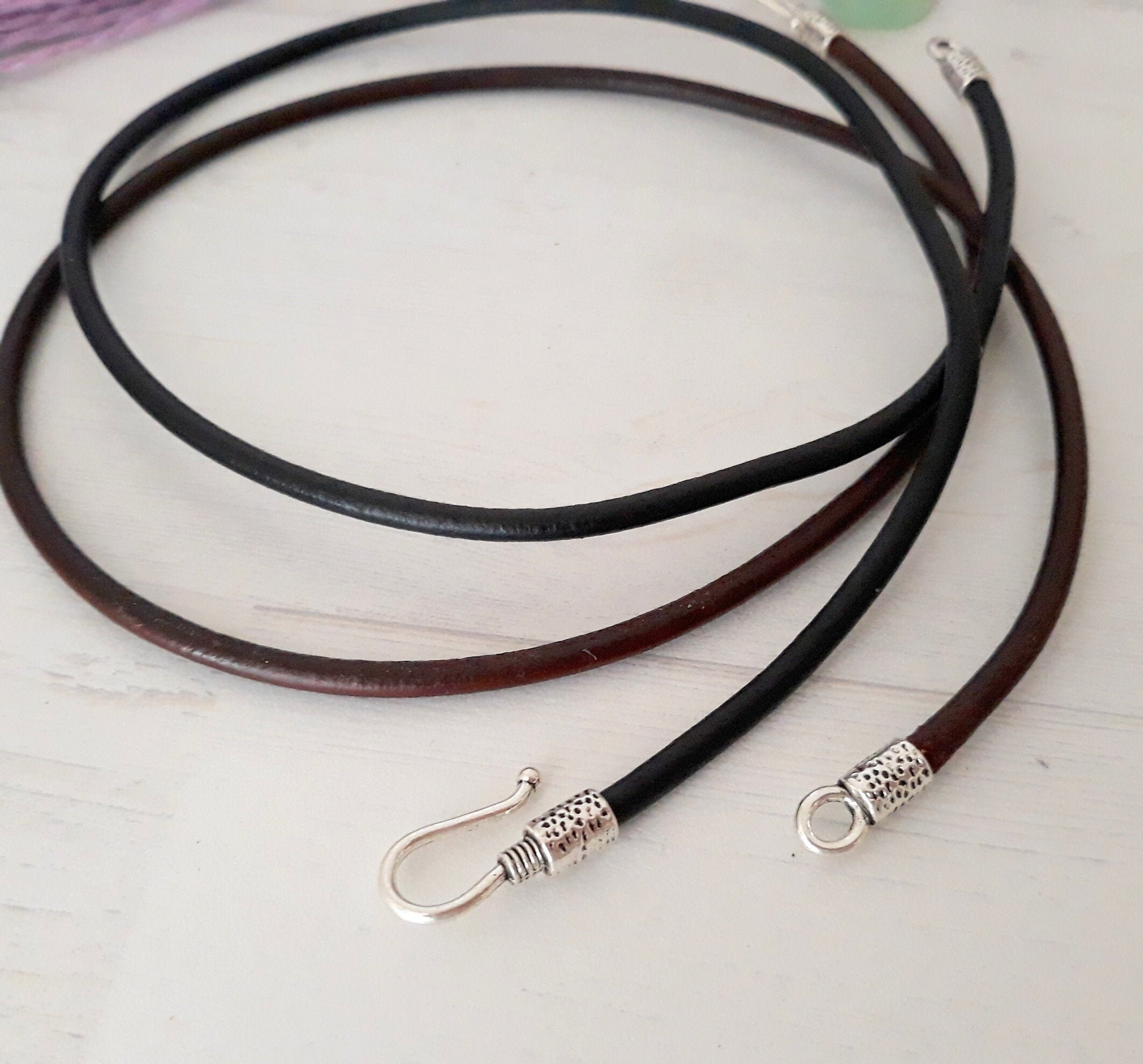 Cordón de Collar de Cuero 90M X 3MM (Marrón Oscuro) Cuerda Cuero