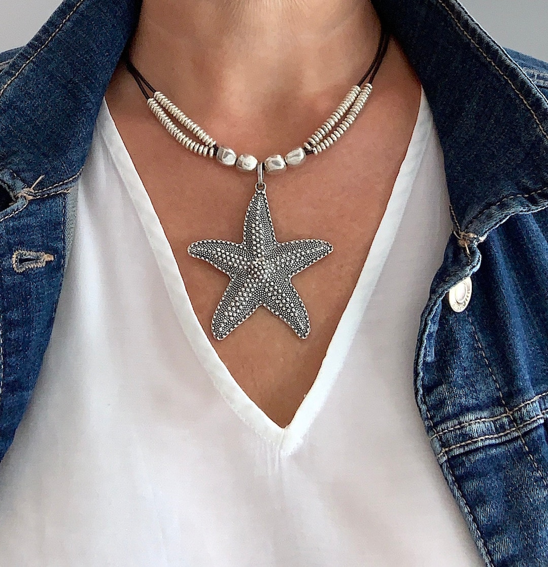 【CERRIC】 25SS/STARFISH LEATHER STRAP NECKLACE Amazon.com: Starfish Necklace Boho Starfish Sea Shell