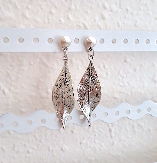 Orecchini Pendenti A Foglia Lunga Oro - Stile Boho Fatti A Mano In Rame E Argento 925 - Regalo Con Scatola