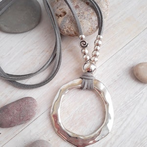 Large Circle necklace, Eyeglass Necklace, Loop Silver Circle Necklace, Boho Lanyard for sunglasses, birthday gifts for her, self-gifting