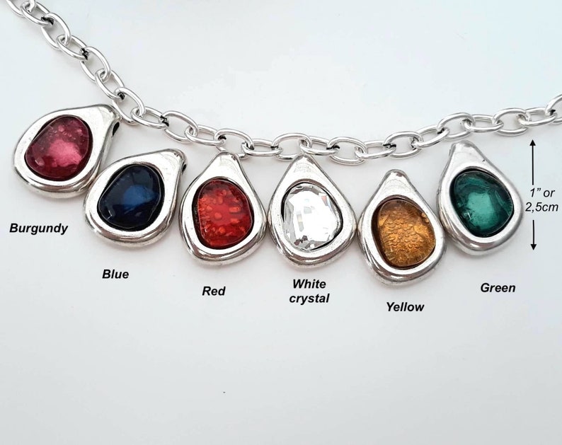 Crystal Necklace Silver Leather Necklace Bohemian Pendant Etsy