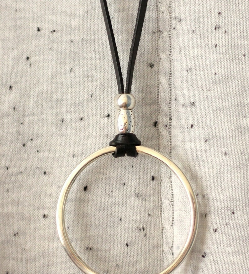 Loop Necklace Silver Eyeglass Necklace Large Circle Pendant Etsy