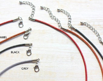 2 mm leather cord necklace with a silver lobster clasp - men's/women's choker- 12"/13"/14"/15"/16"/17"/18"/19"/20"/21"/22"/23'/24"/25"