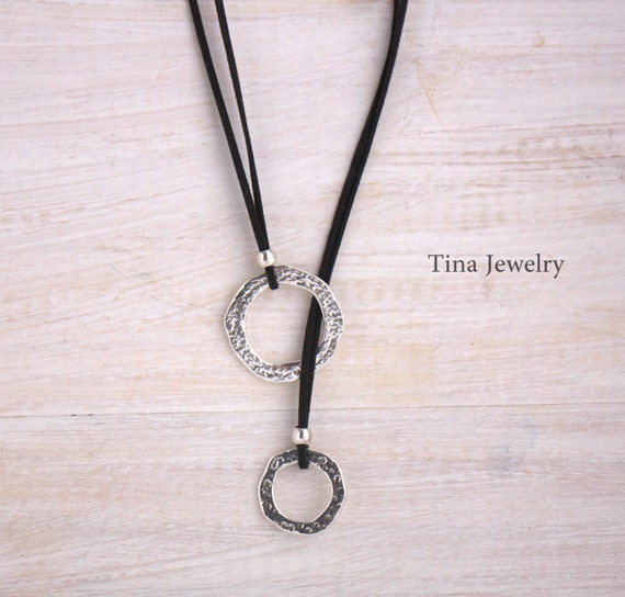 Silver Rings Choker Lariat Loop 