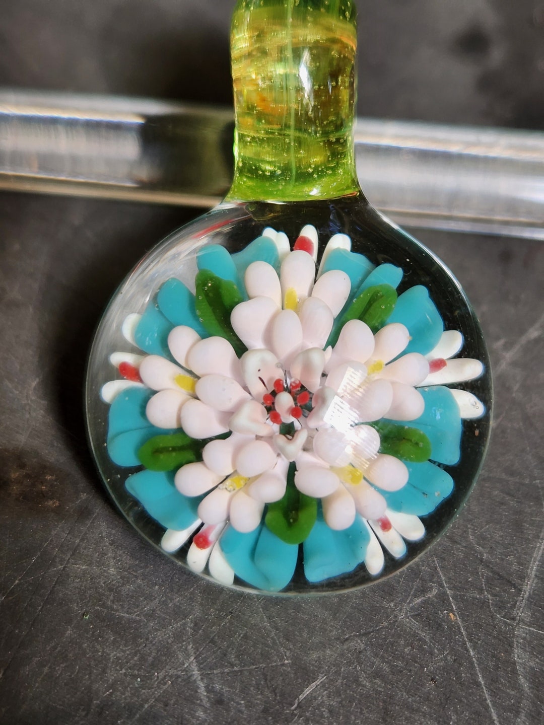Floral Implosion Glass Pendant - Etsy