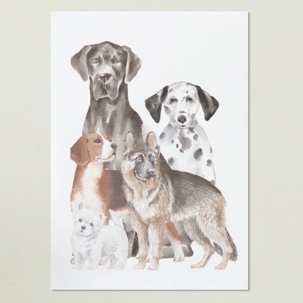 Dog Collage Print Original | Printable Wall Art | Home decor for Kitchen/Dining room/Lounge Room/Bedroom | Perfect Gift