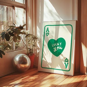 Herz Ass Wandkunst, Lucky You Typografie einfaches Wandbehang, minimalistisches Poster Design für Wohnzimmer oder Schlafzimmer, stilvolle Wohnkultur