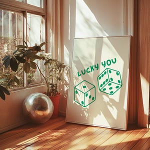 Lucky Dice-kunstprint: vintage speelkamerdecor (digitale download)