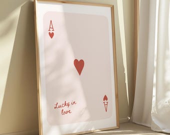 Lucky in Love Poster: Ace of Hearts Minimalist Art (Digital Download)