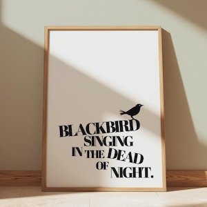 Blackbird Lyrics Poster: Minimalist Music Wall Art (Digital Download)