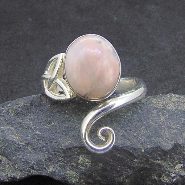 Pink Skye Marble Celtic Ring, 925 Silver, Scottish Cuillin Mountains, Isle of Skye, Scotland, Natural Hand Mined Stone, FREE WORLD DELIVERY
