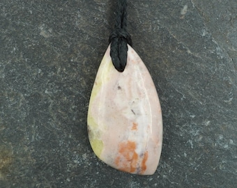 Rare Pink Skye Marble Corded Pendant - Scottish Cuillin Mountains, Isle of Skye, Hand Mined