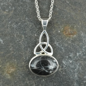 Scottish Ullapool Limestone Pendant: Sterling Silver Celtic Knot
