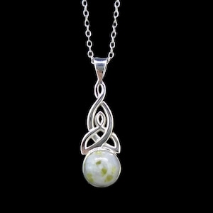 Iona Marble Celtic Knot Pendant - 925 Silver Necklace, Natural Scottish Stone, Isle of Iona, Pilgrimage, FREE WORLDWIDE DELIVERY IP11