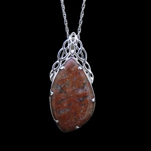 Lewisian Celtic Cascade Pendant  - Celtic Design, Sterling Silver Necklace, Scottish, Scotland, Druid, Celt, Red, FREE WORLDWIDE POST LP5