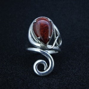 Scottish Red Jasper Ring - 925 Sterling Silver, Celtic Warrior Grounding Stone, Scotland, Scottish - FREE WORLDWIDE DELIVERY