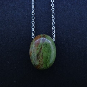 Lewisian Oval Pendant - 925 Sterling Silver, Scottish Stone, Amazing Natural Colour & Features, Hand Mined - FREE WORLDWIDE SHIPPING