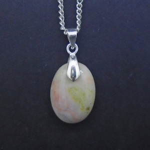 Pink Skye Marble Pendant - 18&quot; Chain, Scottish Necklace, Isle of Skye, Scotland, Natural, Silver Plated, Hand Mined -FREE WORLDWIDE DELIVERY