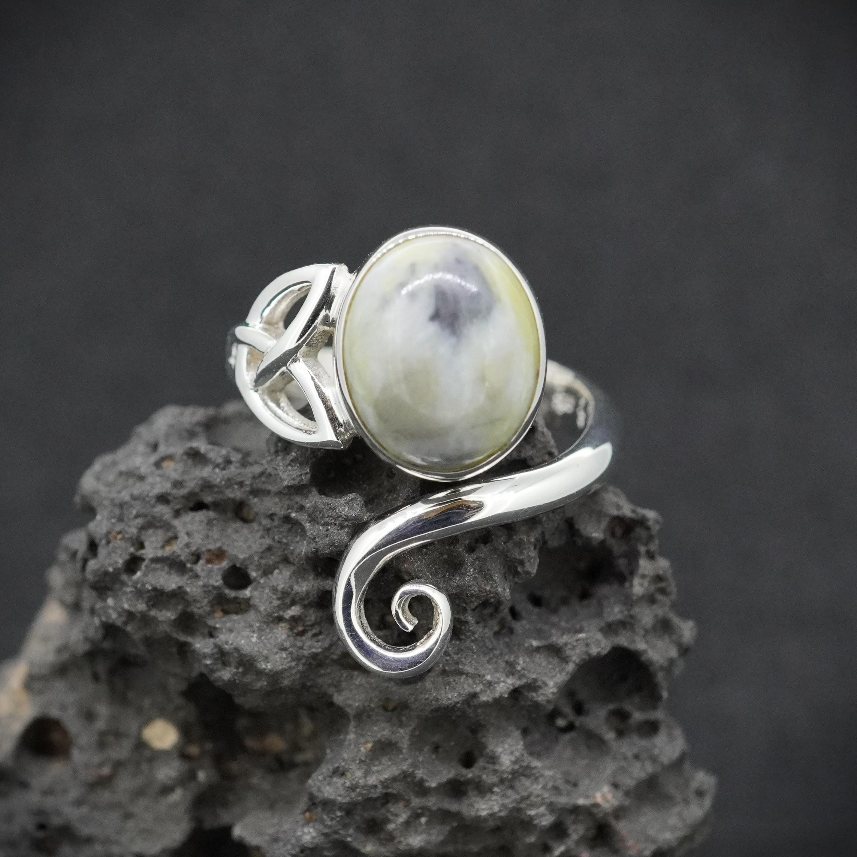 Skye Marble Celtic Ring - 925 Silver, Scottish Cuillin Mountains, Isle of Skye, Scotland, Natural Hand Mined Stone - FREE WORLDWIDE DELIVERY