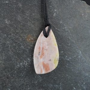 Rare Pink Skye Marble Corded Pendant - Scottish Cuillin Mountains, Isle of Skye, Hand Mined image 6
