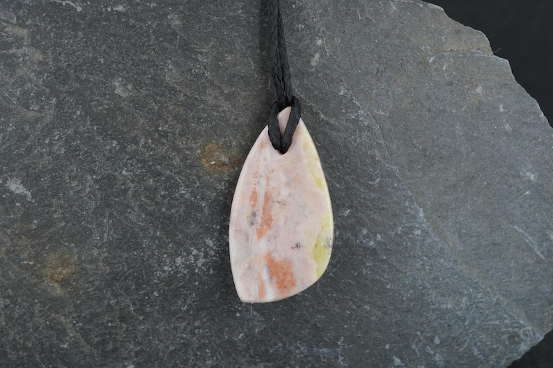 Rare Pink Skye Marble Corded Pendant - Scottish Cuillin Mountains, Isle of Skye, Hand Mined image 6